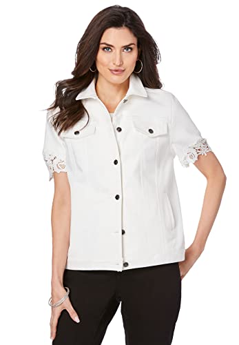 Roaman's Women's Lace Sleeve Denim Jacket #TOP30