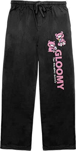 Gloomy Bear Two Bears and Title Men's Black Drawstring Sleep Pajama Pants