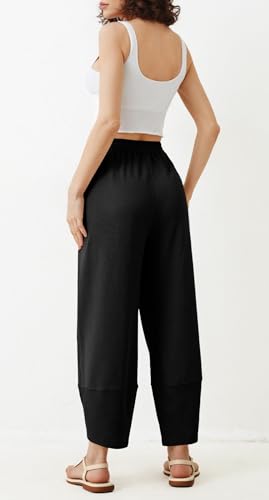Cicy Bell Womens Baggy Wide Leg Pants Casual Elastic Waisted Palazzo Harem Pants with Pockets, Black, XXL