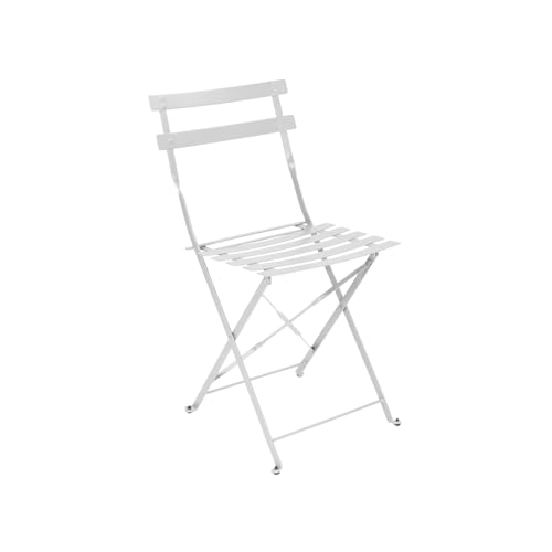Vaukura Silla Exterior Plegable de Acero Resistente para jardín, terraza, Patio o balcón – Diseño bistrot Estilo Moderno – Acabado anticorrosivo – Negra, Blanca o Verde Oliva – Modelo Aime (Blanco)