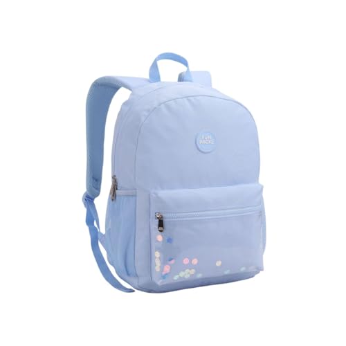 Mochila Costas Juvenil Feminina Escolar Bolso de Confetes (Azul)