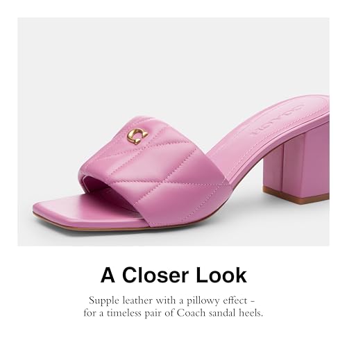 Image of COACH womens Holly Block Heel Sandals With Quilting