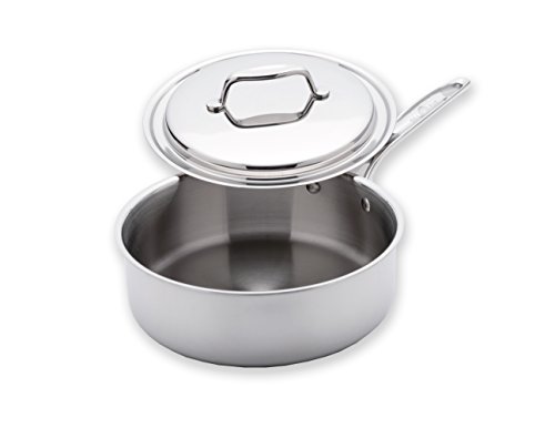Image of USA Pan Cookware 5-Ply Stainless Steel Sauce Pan with Cover, Oven and Dishwasher Safe, 8 Inch