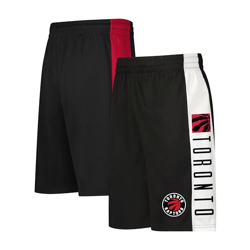 Ultra Game NBA Official Men’s Super Soft Active Workout Basketball Training Shorts - Unisex, Toronto Raptors, Black, Large