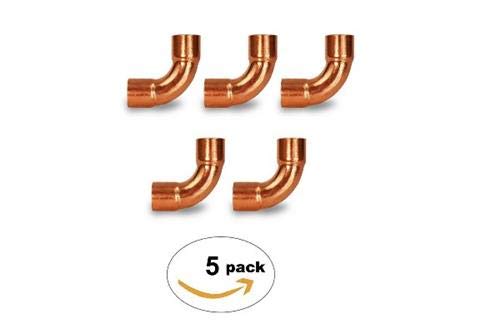 (Pack of 5) HVAC Wrot Copper Long Radius 90, 1-1/8 in. x 1-1/8 in. OD, 1 in Nominal, C x C - W02747