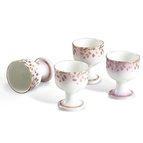 Image of Cinf Ceramic Egg Cup 4 Pack Porcelain Egg Holder Breakfast Boiled Egg Cooking Tools Stable and Easy to Clean Childhood Memories Table Decoration Kitchen Gifts