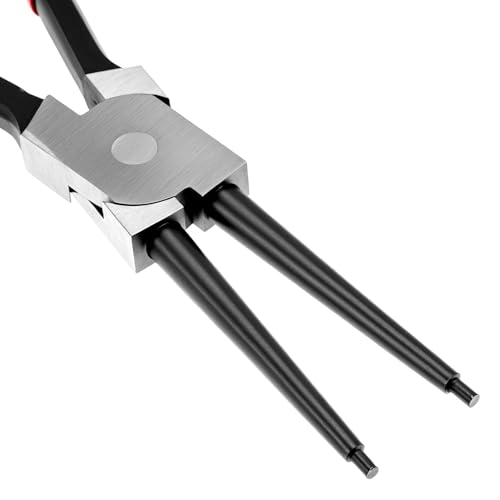 Image of QWORK 13-Inch Internal Snap Ring Pliers, Straight Jaw Heavy Duty Circlip Tool with 0.12 inch Tips - Large C-Clip Remover for Automotive, Lawn Mower, and Agricultural Machinery Repair