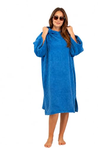 Image of ALLEN & MATE 100% Cotton Hooded Surf Poncho Changing Robe - Quick Absorbent Changing Towel with Pocket for Surfing Men Women