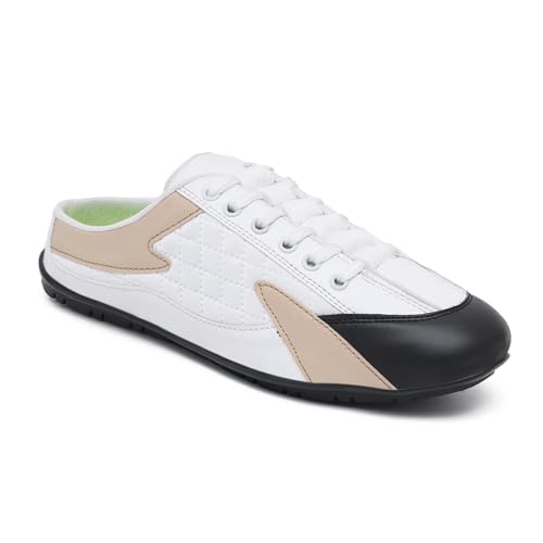 Image of Men's Tan-White Comfortable, Casual & Trendy Mesh Lace-ups Sneakers 7