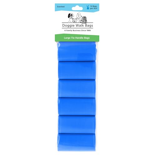 Image of Large Dog Waste Bags on a Roll with Easy Tie Handles, Extra Thick and Strong Dog Poop Bags, 288 Count, Scented, Blue