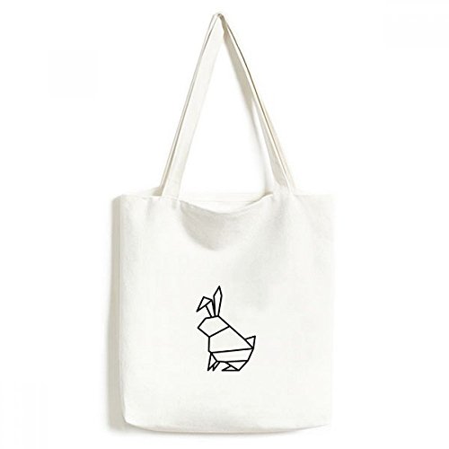 Sac fourre-tout lapin géométrique en toile d'artisanat durable multicolore