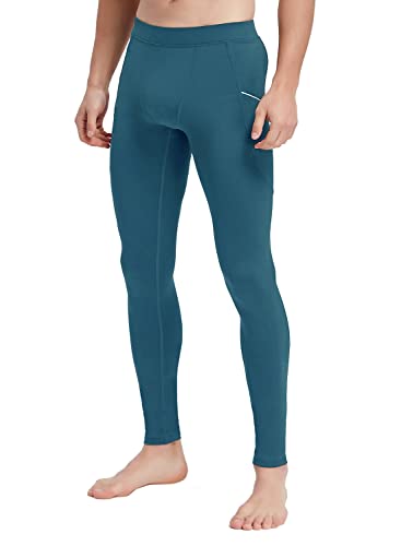 Willit Men's Active Yoga Leggings Pants Running Dance Tights With Pockets Cycling Workout Pants Quick Dry Dark Blue M #TOP1