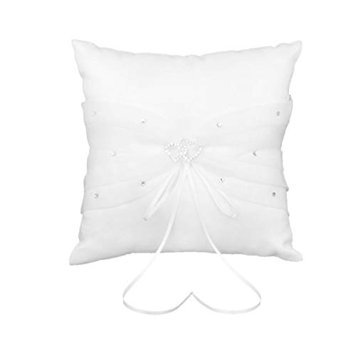 Isuper 1 X Doble Blanca del corazn del Rhinestone Almohadilla del Anillo Anillo de Boda del Portador del Amortiguador (Blanco) Material para Oficina