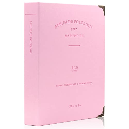 Ablus 120 Pockets Mini Photo Album for Fujifilm Instax Mini 7s 8 8+ 9 25 26 50s 70 90 Instant Camera & Name Card (Pink)