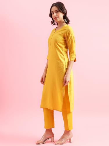 Image of Hritika Women's Cotton Blend Jacquard Woven Kurta with Palazzo Set HRKB0048
