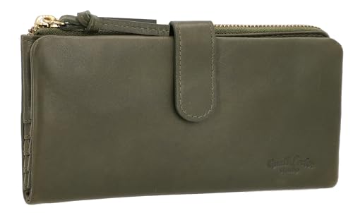 Gusti Geldbörse Leder -Vida Damen Portemonnaie Geldbeutel Kartenetui Vintage extra Münzfach Grün Leder