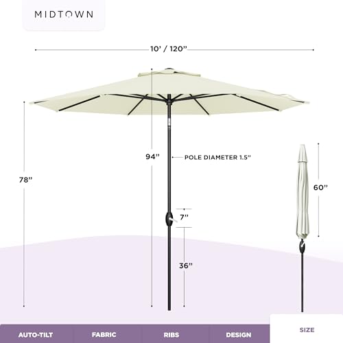 Image of Midtown Umbrellas Lean - 10 Ft Patio Umbrella, Canvas Natural Canopy