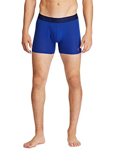 Polo Ralph Lauren Men's 4D Flex Cooling Cotton Modal Trunks & Boxer Briefs 3-Pack, Bermuda Blue/Active Orange, Rugby Royal/Active Orange, Deep Atlantic/Active Orange, Large #TOP2