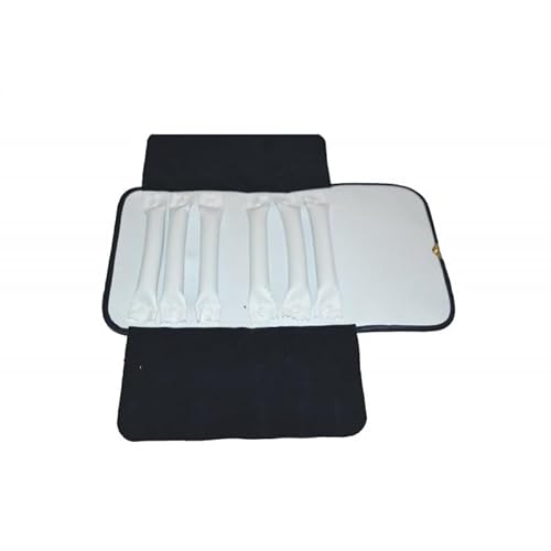 Rotolo professionale per gioielli / BORSELLO DA VIAGGIO CON SALSICCIOTTI PER ANELLI - R4D (esterno similpelle blu ed interno similpelle bianca con alette in velluto blu)