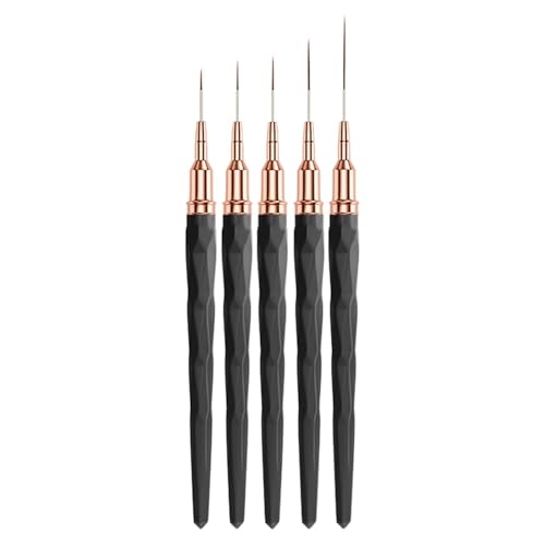 Cepillos de diseño de uñas, cepillos de revestimiento de uñas | 5 piezas Cepillo de revestimiento de punta fina para uñas,Herramientas de diseño de uñas Pintura de gel UV, tamaños 7/19/11/15/25 mm, su