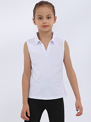 MERIABNY Girls Golf Polo Shirts Sleeveless V Neck Shirts for 5-12 Years4