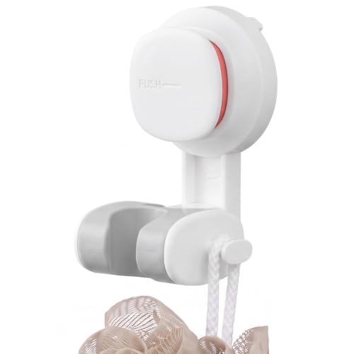 Image of TAILI Shower Head Holder Suction,Visible Safety,with Hooks,White