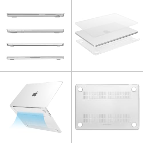 Image of MOSISO Compatible with MacBook Air 13 inch Case M5 2026 M4 2025 M3 M2 2024-2022 A3449 A3240 A3113 A2681, Hard Shell&Keyboard Cover&Screen Film&Type C for MacBook Air 13.6 inch Case, Frost