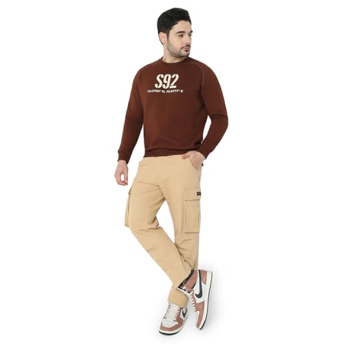 Image of Spykar Men's Relaxed Fit Mid Rise Mid-Rise Casual Cargos