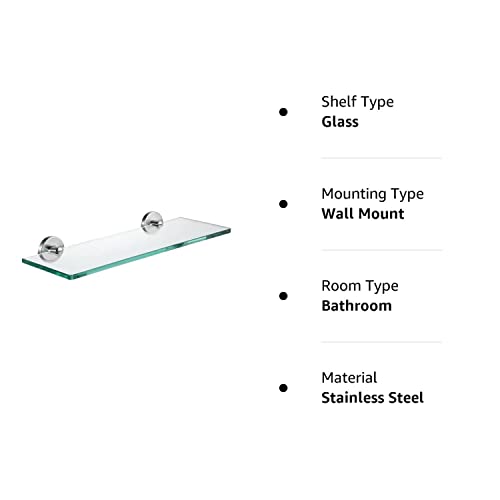 Jqk Bathroom Glass Shelf, Tempered Glass Shower Storage 14 By 5 Inches, 304 Stainless Steel Brushed Finish Wall Mount, Tgs101L14-Bn #TOP7