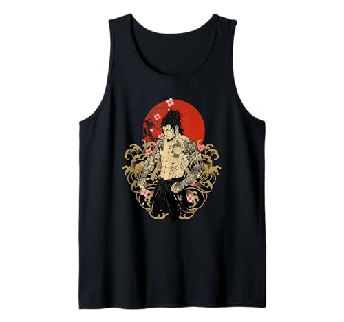 Samurai Warrior Japanese Tattoo Art Aesthetic Graphic Tank Top