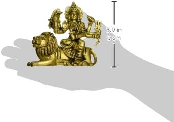 Durga Brass Statue (3.75 H) Ashtabhujadhari 8-Armed Hindu Goddess Durga Devi Idol for Home, Mandir