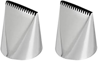 DUORUI 2pcs Icing Piping Nozzle Tips Cream Cake Decorating Cupcake Fondant Cake Stainless Steel Flat & Zigzag Large Opening Shape