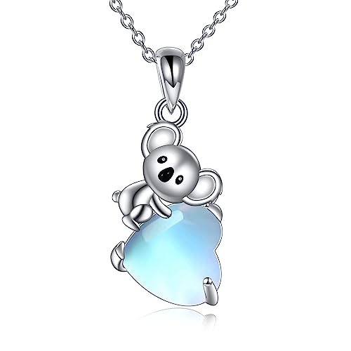 QYYZTQY Pendentif en Pierre de Lune en Argent Sterling avec Animaux Mignons, Bijoux Tendance, Cadeau pour Femmes Filles