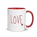 RIVEMUG, Love 11 oz Mug with Red Color Inside, Valentines Day Gift, Anniversary, Best Friends.