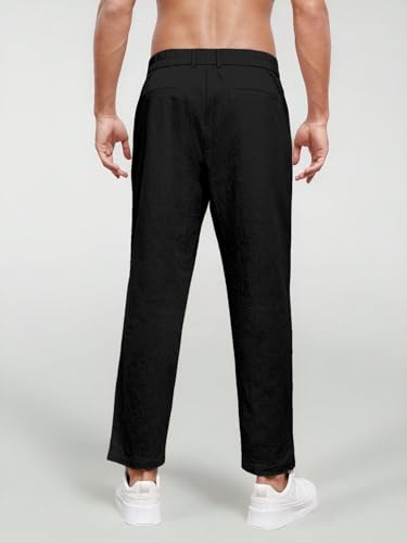 Image of Aahwan Khaki Solid Men's Regular Fit Cotton Slant Pocket Straight Leg Pants