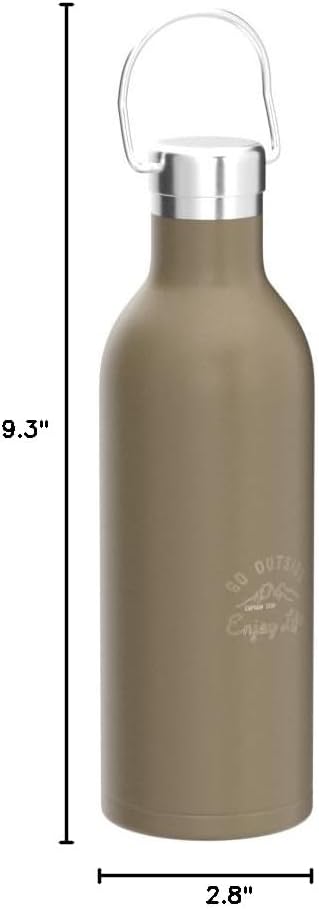 Captain Stag UE-3423 Sports Bottle, Direct Drinking, Double Stainless Steel Bottle, Vacuum Insulated, Hot and Cold Insulated, Hanger Bottle, 16.2 fl oz (480 ml), Khaki Monte