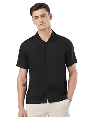 Image of FYLTR Men's Solid Rayon Casual Shirt with Resort Collar & Half Sleeves | Shirts for Men