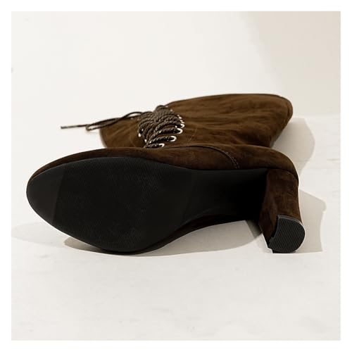 Cuissardes femme bottes talons hauts daim fermeture éclair latérale - 2