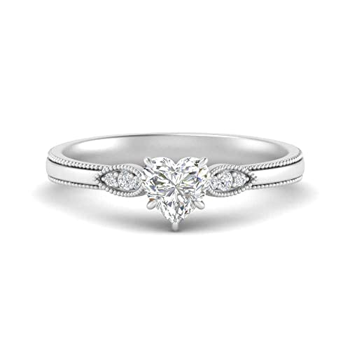 Image of Choose Your Gemstone Milgrain Simple Diamond CZ Ring Sterling Silver Heart Shape Milgrain Engagement Rings Everyday Jewelry Wedding Jewelry Handmade Gifts for Wife US Size 4 to 12