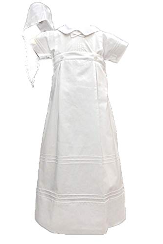 Will’Beth Boys Christening Pleated Romper w/Removable Gown (3 Months) White
