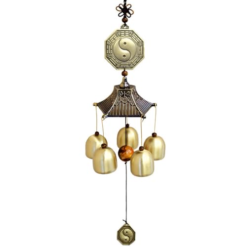 Vintage Lucky Wind Chimes Metal Bronze Bells Feng Shui Outdoor Living Wind Chimes for Outdoor Garden Patio Hanging Decor Gift