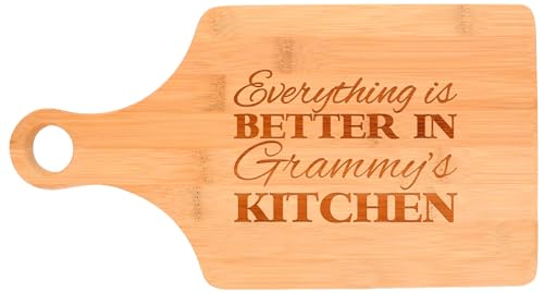 Everything Is Better in Grammy's Kitchen Decor Grandma Gift Decorative Paddle Shaped Wood Serving Board