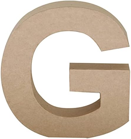 Papier Mache Paper Mache Letter G, 7" Size, Brown