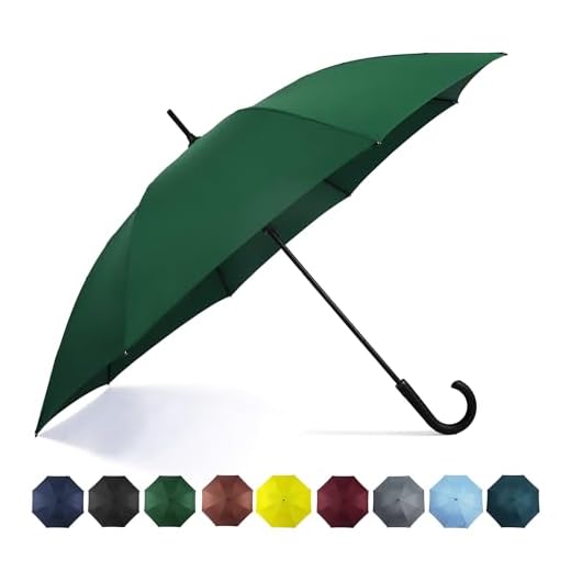 SoulRain 50 Inch Large Stick Umbrella Windproof Automatic Open Oversized J Handle Umbrellas for Men and Women Unbreakable Strong Travel Golf Umbrella (Green)