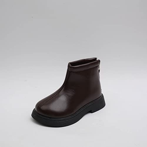 Baby Girls Side Zipper Ankle Boots Thick Sole Non Slip Plush Warm Boots Fuzzy Boots Water Proof Boots Toddler Shoes (D-Brown, 7 Infant)3