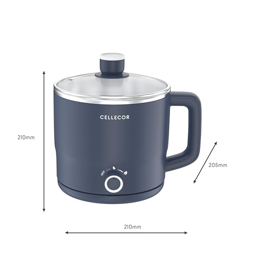 Image of Cellecor Stainless Steel Multi-Cook Kettle CMK18 Home Chef With Steamer, Egg Tray, Rust Free Body, 600W Powerful Output, Multi Cook Electric Kettle (1.8 L, Navy Blue)