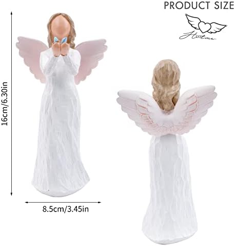 Guardian Angel Figurine Blue Butterfly Collectible Figurine Hand Carved Angel Sculpture Encouragement Gift Angel Statue To Show Love, Friendship, Hope, Peace, Freedom