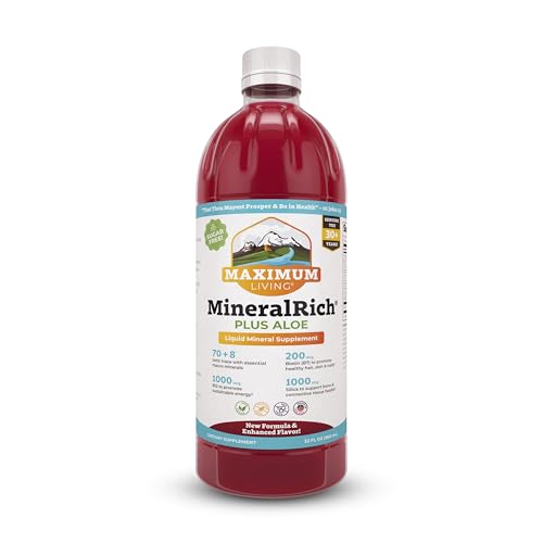 Maximum Living MineralRich Minerals Supplement with Aloe - Liquid Blend of Vitamins and Trace Minerals - 32 oz