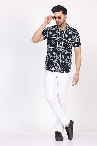 Image of CVC Fashion Men's Printed Button-Down Shirt - Aesthetic Regular Fit Half Sleeve Casual Shirt for Men, Ideal for Summer & Beach Wear