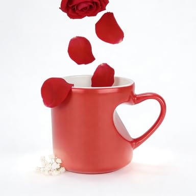 Taza de cerámica en forma de corazón, taza roja con mango en forma de corazón, tazas de café únicas y divertidas, Every Time I Raise My Glass, I Can Feel The Other Person's Love (rojo apasionado)